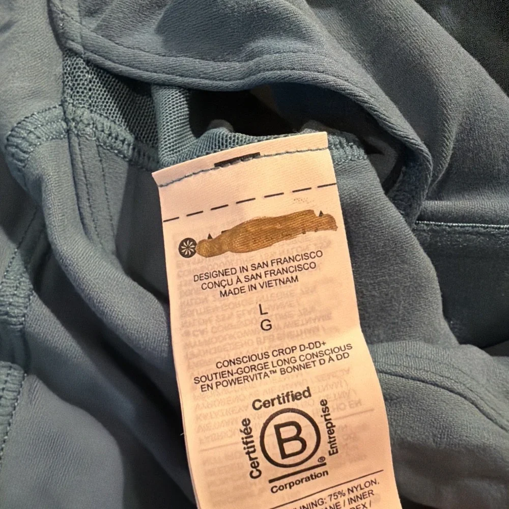 Athleta Conscious Crop Sports Bra Large D DD Teal NWOT Gym‎